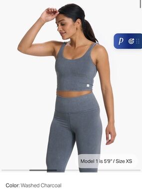 Vuori Washed Daily Crop in Washed Charcoal sz XS